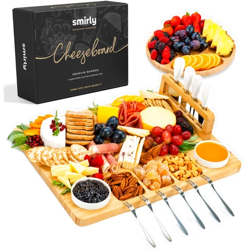 SMIRLY Charcuterie Boards Gift Set: Charcuterie Board Set, Bamboo Cheese Board Set - House Warming Gifts New Home, Wedding Gifts for Couple, Bridal Shower Gift