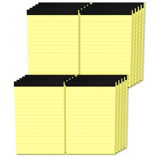 PINJINGPRO 20 Pack Yellow Notepads 4x6 Refills Writing Pads, 30 Sheets Note Pad in Each Pad with Hard Backboard for Homework, Memo Pads Single Sided Printing Yellow Note Pads 4x6 for Taking Notes