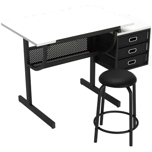 Lambgier Art Table Craft Drawing Desk - Adjustable Drafting Table Artist Desks Painting Work Station - White
