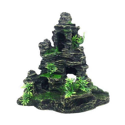 LIETEX Mountain View Ornament, Aquarium Mountain View Stone - Hidden Rock Cave Decoration for Aquarium Rock Cave and Fish Tank Rockery
