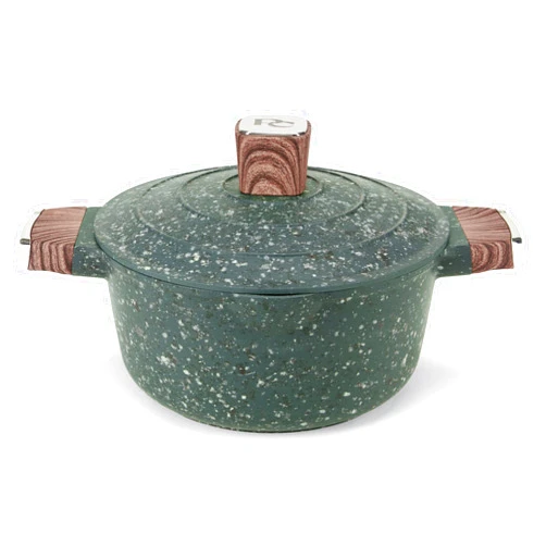 PHANTOM CHEF 4.65 QT Casserole Pan with Granite finish & Lid | PFOA Free | Nonstick Stock Pot Cookware | Induction Compatible | Soup, Pasta Cooking | Dishwasher and Oven Safe | Easy to Clean (Green)