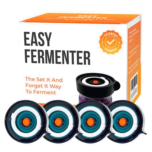 Easy Fermenter Fermentation Lids Kit, Mason Jar Airlock Lid, Fermenting Lids for Wide Mouth Mason Jars, Kimchi, Pickle, and Sauerkraut Fermentation Lids, Pack of 4