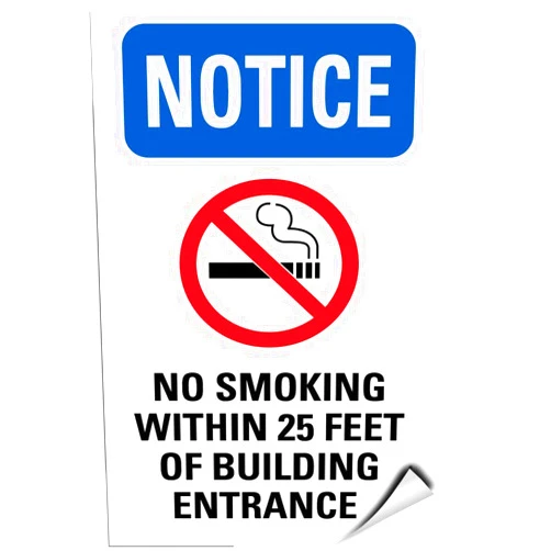 Fastasticdeals Notice No Smoking Within 25 Feet of Building Entrance Label Decal Sticker 9 inches x 12 inches