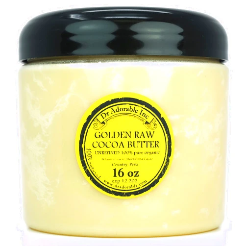 Dr Adorable - 16 oz - Golden Cocoa Butter - Unrefined Pure Natural Organic Raw Prime Pressed