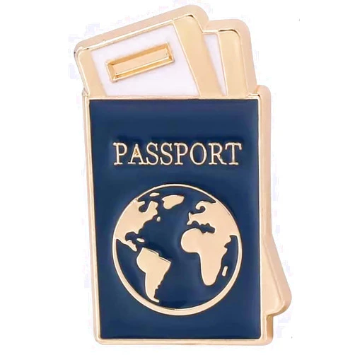 Pinsphere Passport Enamel Pin Brooch, Navy Blue Passport with Tickets Pin, 1 Inch Tall, World Traveler Pin, Travel Pin, Pilot or Flight Attendant Pin, Vacation Pin