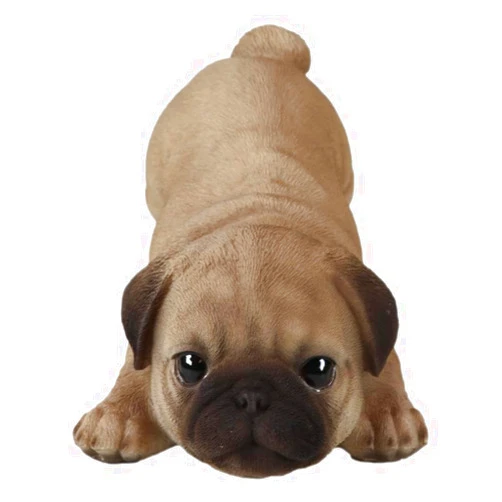 Ebros Gift Realistic Lifelike Adorable Fawn Pug Puppy Dog Crouching Playfully Figurine 7.5
