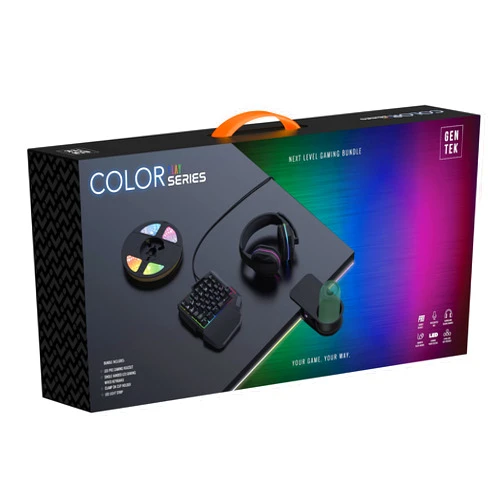 Gentek RGB LED 4 in 1 Gaming Headset Bundle: Single Hand Keyboard, LED Strips and Cup Holder for Streamers and Gamers