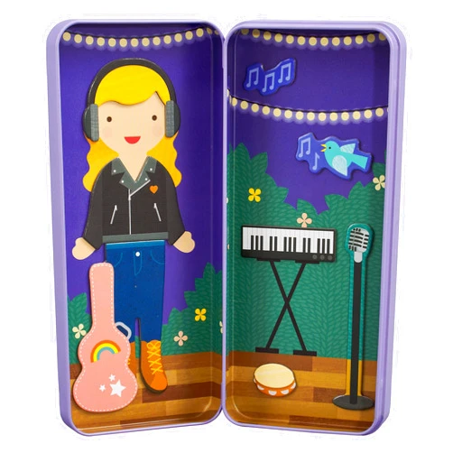 Petit Collage Magnetic Dress Up, Music Maker – Magnetic Game Board with Mix and Match Magnetic Pieces, Ideal for Ages 3+ – Includes 2 Scenes and 25 Creative Magnetic Pieces, Medium