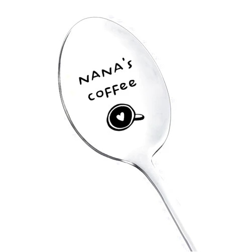 RFTWXHPN Mother's Day Christmas Gifts for Nana from Grandkids Nana's Coffee Spoon for Nana Grandma Coffee Tea Lovers Gift Spoons for Nana Grandmother Engraved Stainless Steel Spoon 8 Inch