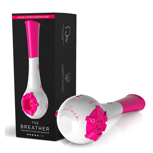 The Breather BREATHER PINK │ Natural Breathing Exerciser Trainer for Drug-Free Respiratory Therapy │ Breathe Easier with Stronger Lungs │ Guided Mobile Training App Included