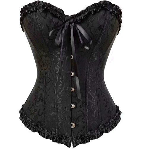 Jutrisujo Corset Top Bustier Lingerie for Women Zipper Front Flower Sexy Burlesque Vintage