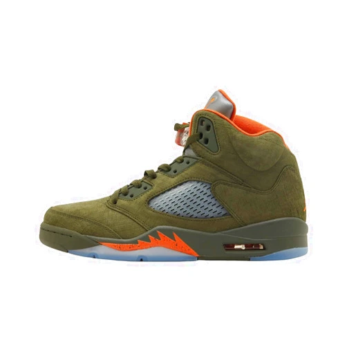 NIKE Air Jordan 5 Retro Olive Mens Shoes Size - 8.5, Army Olive/Solar Orange