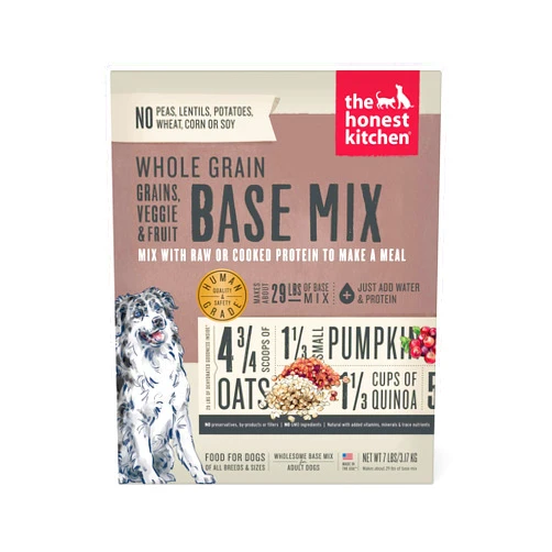 The Honest Kitchen Human Grade Whole Grain, Veggie & Fruit Base Mix Dehydrated Dog Food (Just Add Protein) - 7 Pound Box (makes 12 Pounds)