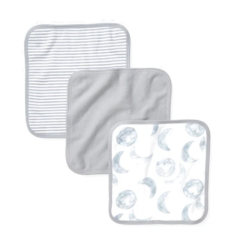 Burt's Bees Baby Infant Washcloths, 100% Organic Cotton, Soft and Super Absorbent Knit Terry & Woven Terry Wash Cloth - 3 Pack Set