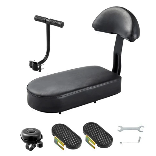 Zacro Kids Bike Seat Set, Comfort Bike Seat with Backrest, Wide Child Bicycle Rear Seat Cushion Back Safety Armrest Handrail Feet Pedals, Children Bicycle Back Seat for Over 5 Years Old