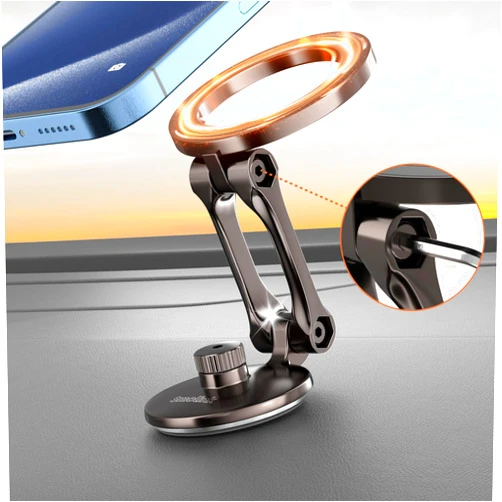 Smolink for Magsafe Car Mount, Alloy Folding Magnetic Phone Holder for Car, Universal 360°Pro Adjustable Magnetic Phone Mount for iPhone 15 Pro Max Plus 14 13 12 Mini Android All Phones