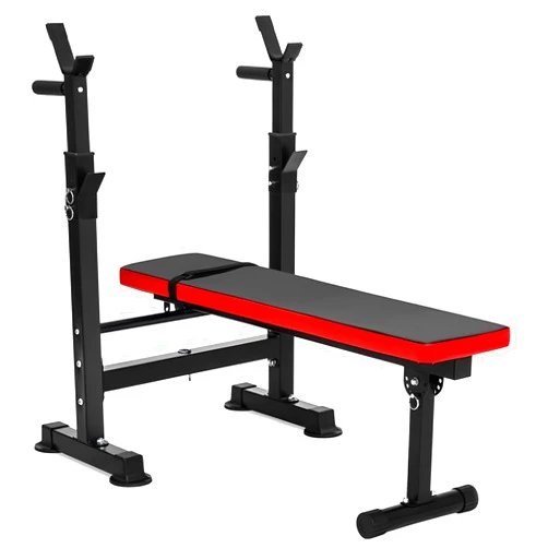 Emulino Adjustable Weight Bench with Rack, Multi-Function Foldable Workout Bench, Home Strength Training Equipment for Beginners