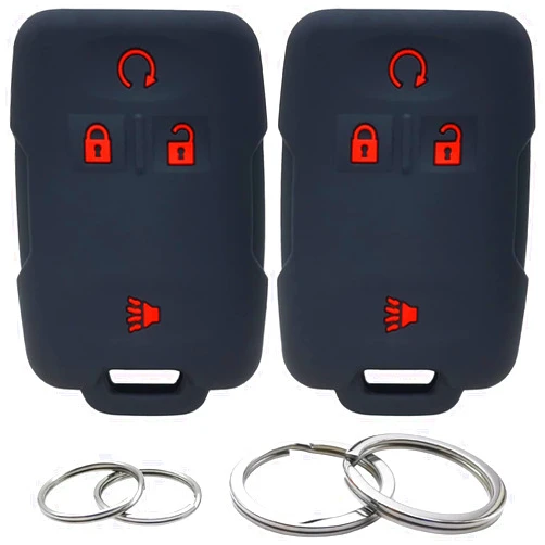 GFDesign 2Pcs Silicone 4 Buttons Key Fob Cover Remote Case Keyless Protector Compatible with Chevrolet Chevy Colorado Silverado Suburban Tahoe GMC Canyon Sierra Yukon M3N-32337100