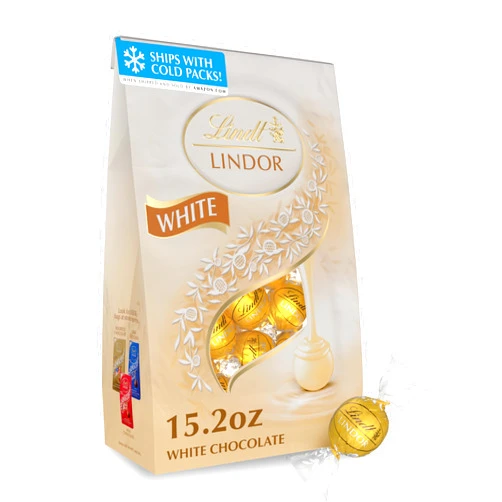 Lindt LINDOR White Chocolate Candy Truffles, White Chocolate Candy with Smooth, Melting Truffle Center, 15.2 oz. Bag