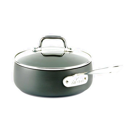 All-Clad HA1 Hard Anodized Nonstick SaucePan 2.5 Quart Induction Oven Broiler Safe 500F, Lid Safe 350F Pots and Pans, Cookware Black