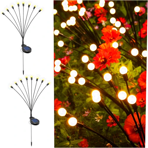 SZMiNiLED Firefly Garden Lights Solar Outdoor, Solar Firefly Lights Outdoor Waterproof 2 Pack 8 LED Swaying Outdoor Lights Solar Powered for Pathway, Yard, Patio Decor