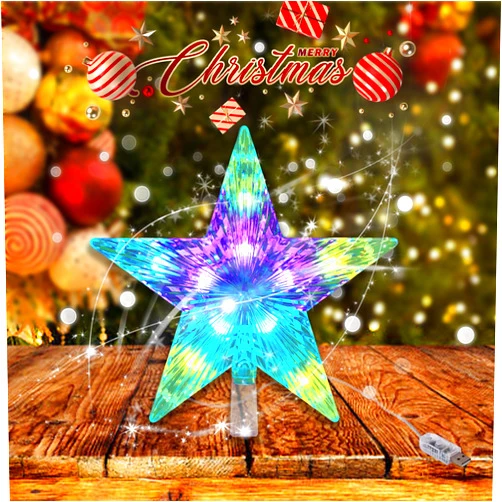 Befoxfo USB Christmas Star Tree Topper Lights，Befoxfo，9.5inch 10LED Multicolour with Versatile Remote Controller USB Powered Star Treetop Light for Xmas Tree Decoration （Indoor and Outdoor ）