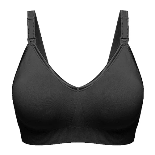 WUAI-Women Underwear Full Cup Wireless Nursing Pregnant Maternity Bra Breastfeeding Black Large