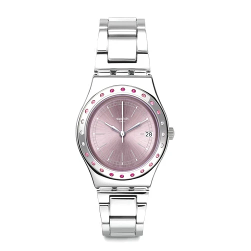 Swatch I Medium Unisex Watch Dress Stainless Steel Pink Quartz Waterproof Pinkaround
