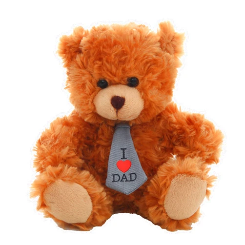Plushland Adorably Bear Mocha Brown, Plush Stuffed Animal Toy – Wearing Tie with Message On I Love DAD, for Kids and Superb Gift for on Father’s Birthday