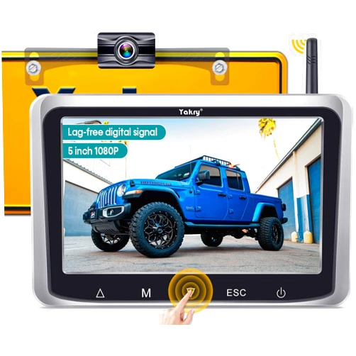 Yakry Wireless Backup Camera Easy Install: Touch Button 5 Inch HD 1080P Monitor - No Delay Digital Signal Reverse Cam with Color Night Vision for Car Truck Trailer Hitch - Yakry Y25