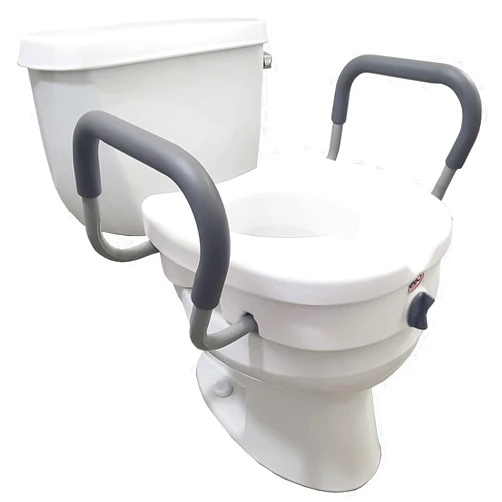 Carex E-Z Lock Raised Toilet Seat With Handles, 5