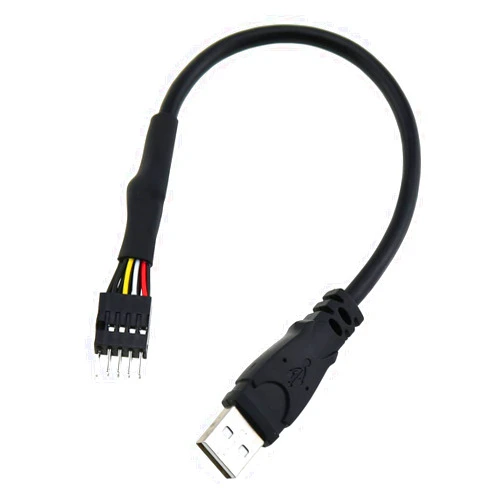 LUORNG 9Pin USB to USB Motherboard Header Cable Black 9-Pin USB IDC Dupont Male Header to Single USB 2.0 Type A Male Cable 10.6 Inches