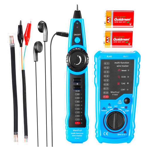 Mastfuyi Network Cable Tester, Line Finder with Probe Tone, Wire Tracker Multifunction, RJ11 RJ45 Cable Tracer, Telephone Line Test, Ethernet LAN Network Cat5 Cat6 Cable Maintenance Collation