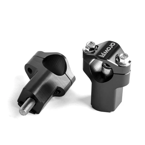 MojoMotoSport - 52mm Tall Bar Mounts For Husqvarna, Black - CNC Billet Anodized Aluminum | MOJO-HUS-BRMT52BLK
