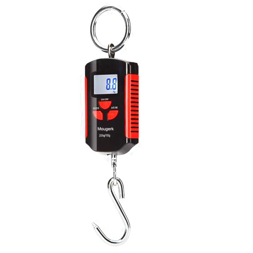 Mougerk Digital Hanging Scale Portable Heavy Duty Crane Scale 440lb 200kg 2 AAA Batteries(Not Included) (Black red)