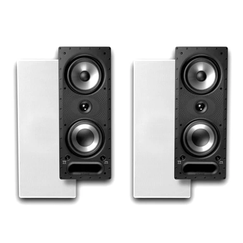 Polk Audio 265-RT 3-Way in-Wall Speakers - The Vanishing Series | 2 Speakers | Easily Fits in Ceiling/Wall | Use in Front, Rear or as Surrounds | White, Paintable Grille
