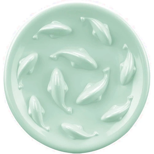 Cilkus Slow Feeder Bowl for Cats and Small Dogs,Cilkus Fish Pool Design, Fun Interactive Bloat Stop Puzzle Feeder Bowl Healthy Eating Diet Made of Melamine Food Grade Material Dishwasher Safe (Green)