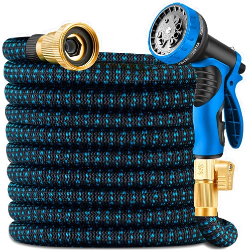 Foiimio Expanding Garden Hose 75 ft - Expandable Garden Hose Leak-Proof with 4 -Layer Latex Core - 2024 Version/New Patented,Lightweight, Durable, No-Kink Flexible Retractable Water Hose（black blue）