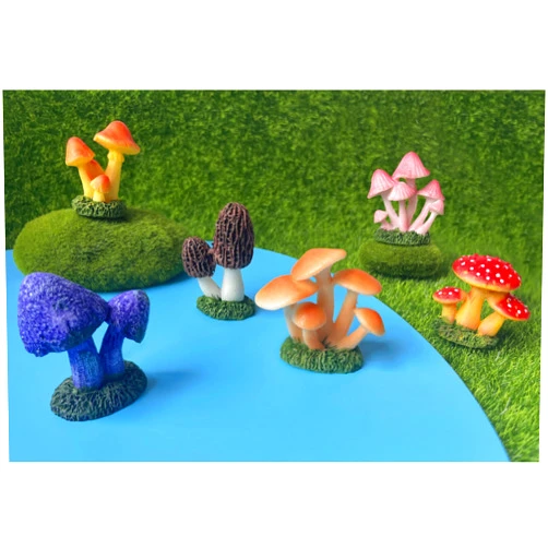 Arggidan 6pcs Mini Mushroom Figurines for Cute Fairy Garden Decor Plant Pots Micro Landscape Terrarium Ornaments DIY Outdoor & Indoor Decoration