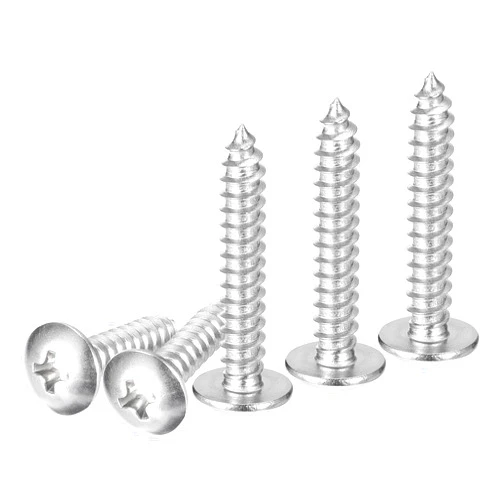 DTGN #8x1 Sheet Metal Screws - 100 Pack - for Wood, Furniture - 304 Stainless Steel Phillips Truss Head Self Tapping Tip Wood Screws - Silver