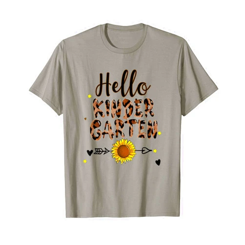 Sunflower Back To School Teacher Student Gifts Kindergarten 1st Day School Teacher Leopard Print Sunflower T-Shirt