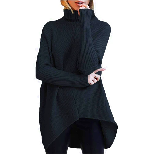 ANRABESS Womens Oversized Turtleneck Batwing Long Sleeve Casual Cozy Baggy Knit Pullover Tunic Sweater 2024 Fall Outfits