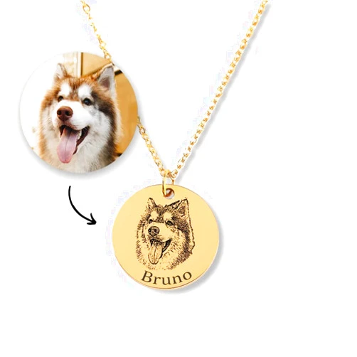 NOVEMIK Custom Pet Portrait Necklace Personalized Pet Photo Jewelry Dog Portrait Necklace Cat Portrait Necklace Custom Portrait Pet Memorial Gifts Unique Jewelry Gifts for Her