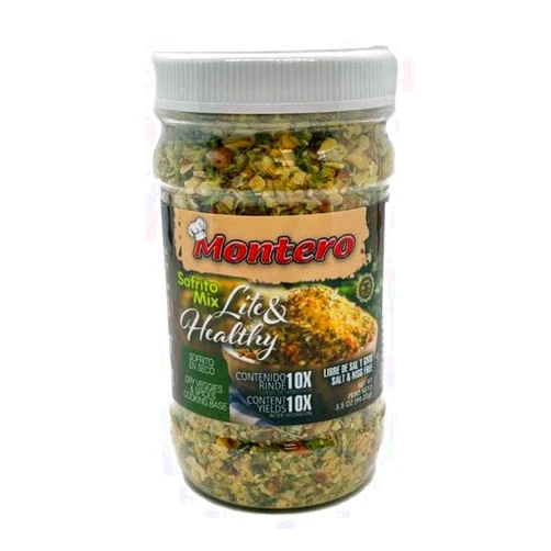 Montero Sofrito Mix 3.5oz - Dry Veggies & Spices Cooking Base - Salt & MSG Free - Natural Ingredients - Lite & Healthy (Made in Puerto Rico), 3.5 Ounce (Pack of 1)