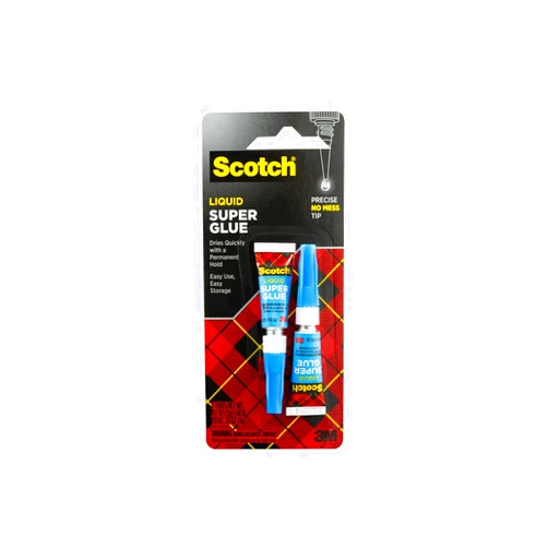 3M Scotch Super Glue Liquid, .07 oz, 2-Pack, Fast Drying Liquid Formula (AD117)