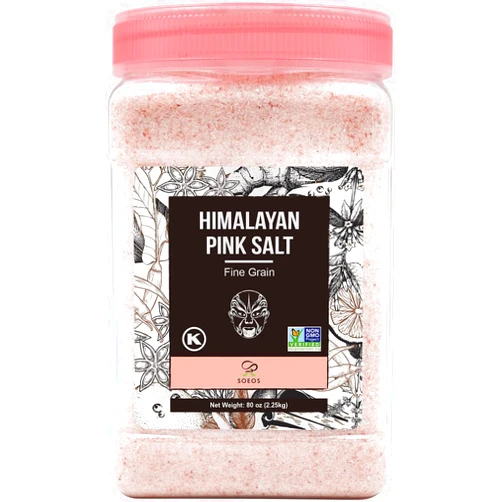 Soeos Himalayan Pink Salt, Fine Grain, 80oz (5 Pound), Non-GMO Himalayan Salt, Kosher Salt, Pink Himalayan Sea Salt Fine