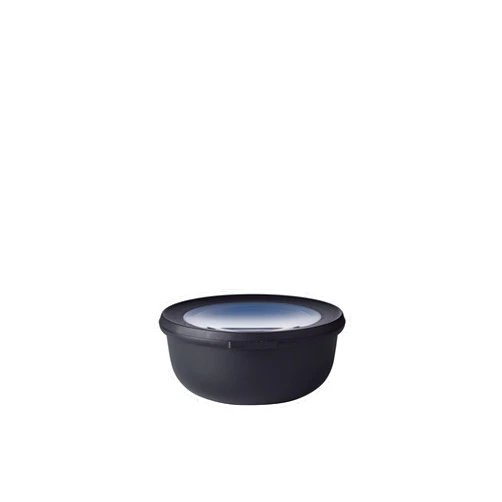 MEPAL, Cirqula Multi Food Storage and Serving Bowl with Lid, Food Prep Container, Shallow, Nordic Black, 0.8 Quart (750 milliliters, 25 ounces), 1 Count