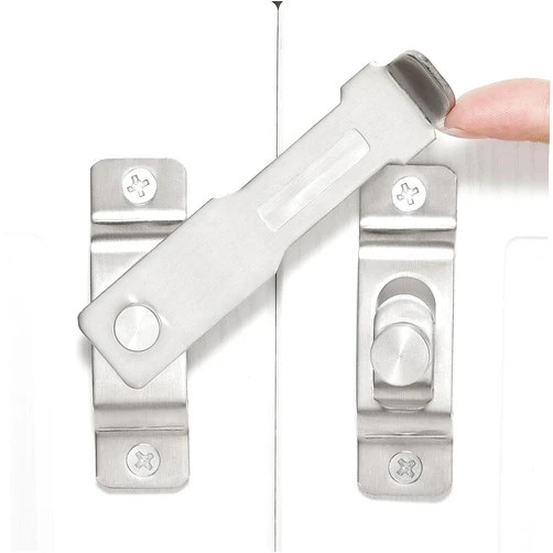 Wocoe 3 Packs Brushed Nickel Flip Latch, Stainless Steel Gate Latches with Safety Door Lock Catch, Ideal for Barns, Wood Fences, and Sliding French Doors, Premium Gate Hardware Locks