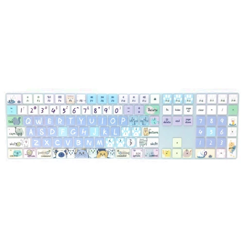 WSLUCKO Silicone Keyboard Cover Skin for 2017/2018 Apple iMac Magic Keyboard with Numeric Keypad (Model:MQ052LL/A A1843), US Layout, Cute Cat