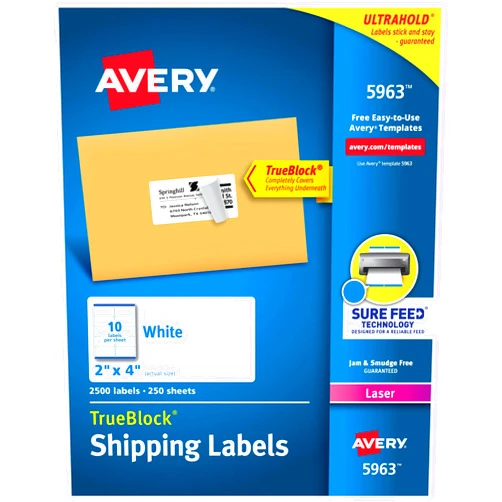 Avery Printable Shipping Labels with Sure Feed, 2